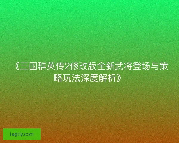 《三国群英传2修改版全新武将登场与策略玩法深度解析》