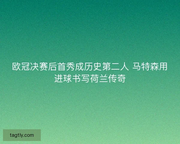 欧冠决赛后首秀成历史第二人 马特森用进球书写荷兰传奇